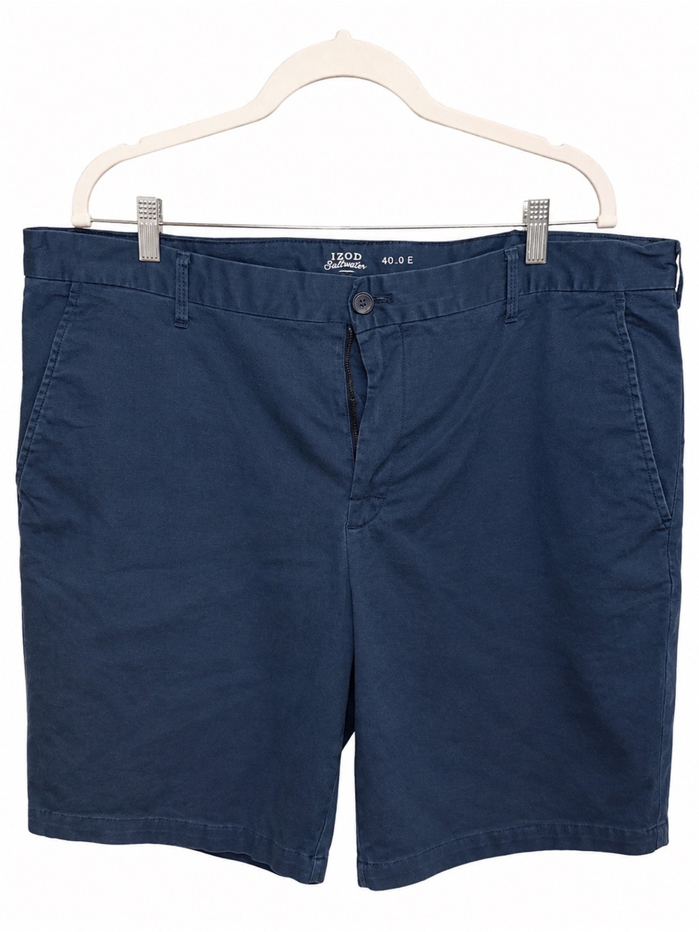 Izod Men's Flat Front Navy Blue Chino Shorts